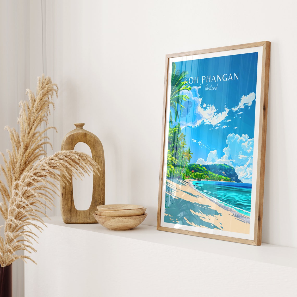 Serene Koh Phangan Thailand White Sand Beach and Palms Poster - Image 2