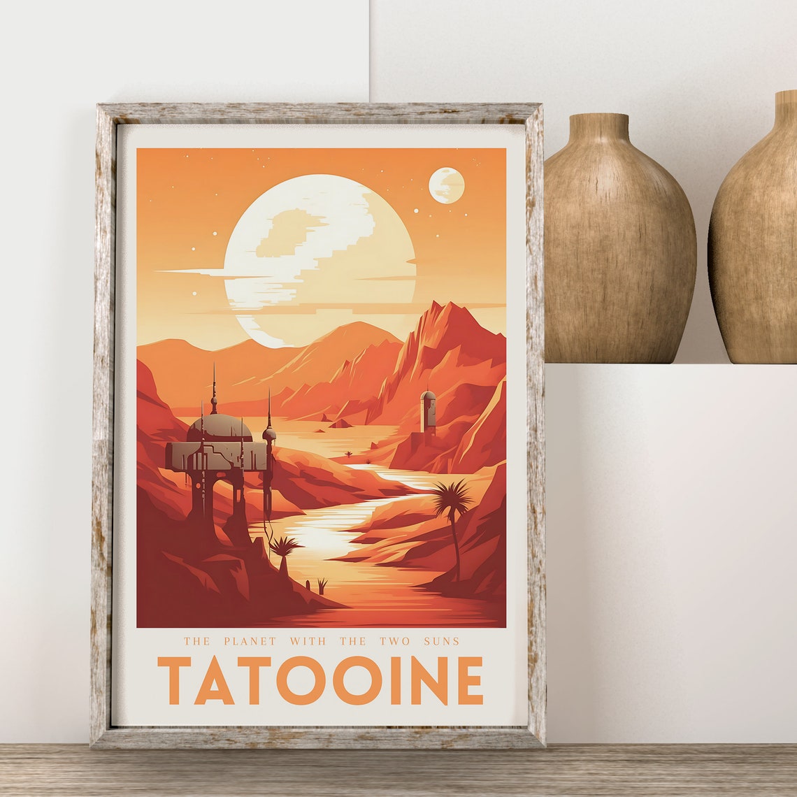 Tatooine Star Wars Poster Planet With Two Suns Desert Retro Art - Image 2