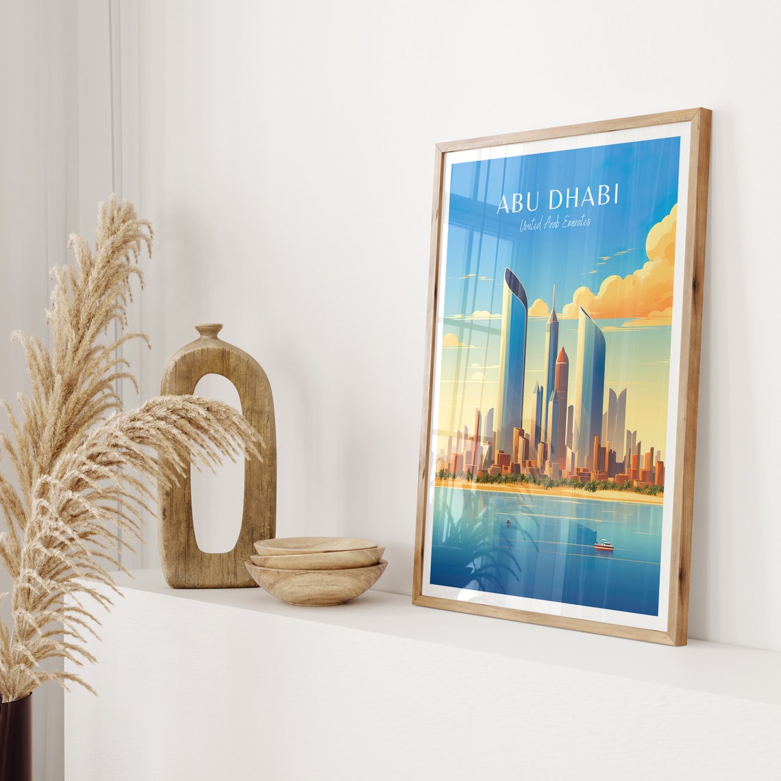 Abu Dhabi UAE Skyline Golden Hour Waterfront Sunset Travel Poster - Image 2