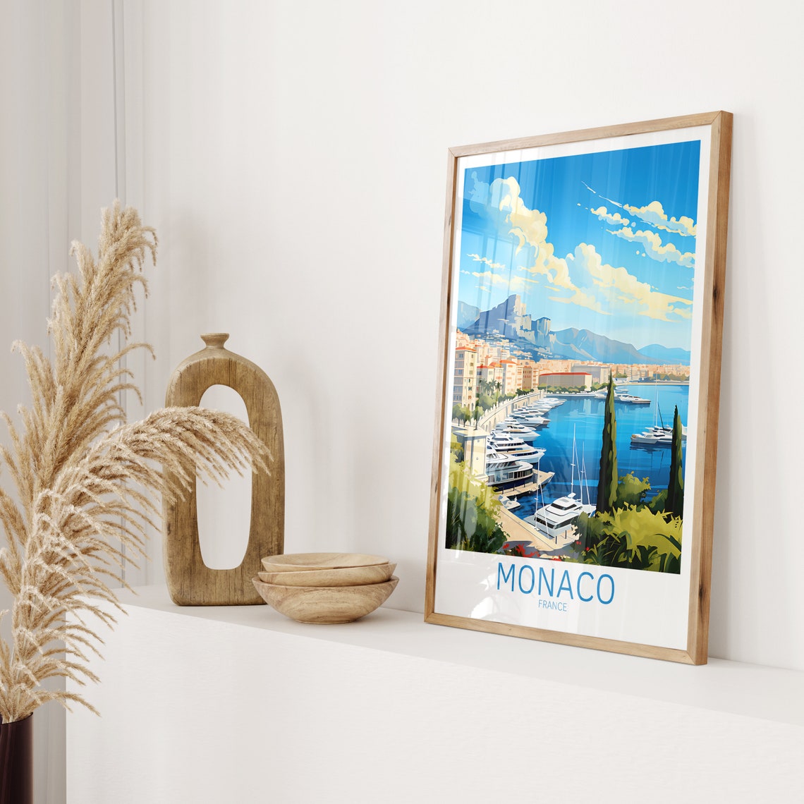 Monaco France Harbor Blue Marina Yachts Riviera Coastline Poster - Image 2