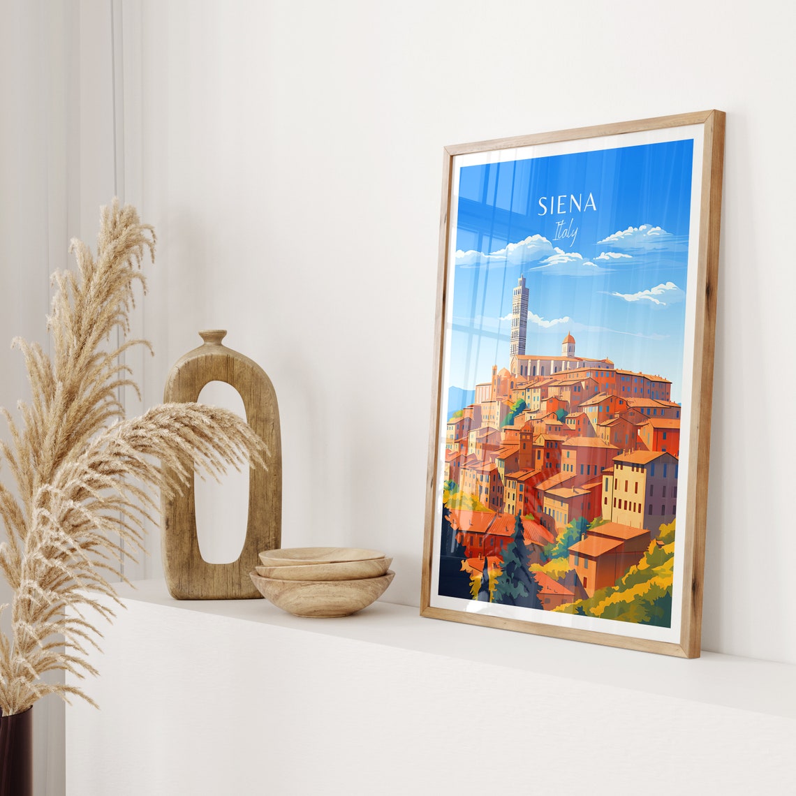 Siena Italy Hilltop Old Town Duomo Skyline Retro Travel Poster - Image 2