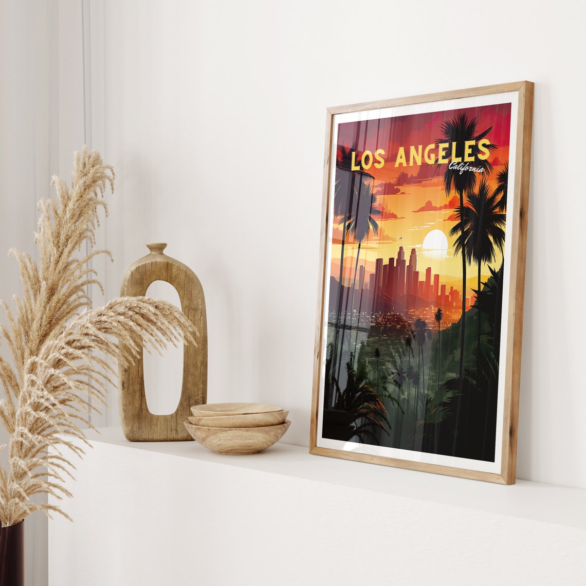 Los Angeles Travel Poster La Poster Los Angeles Vintage Poster Travel Poster Los Angeles Skyline Poster Los Angeles Travel Gift Wall Art - Image 2