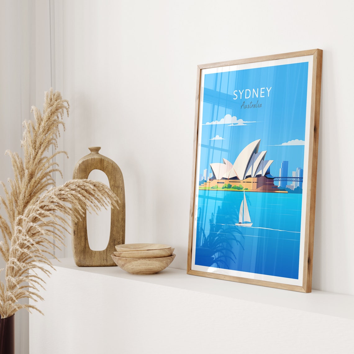 Sydney Australia Opera House Harbor Sailboat Vintage Travel Poster - Image 2