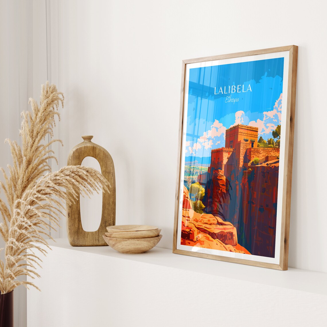 Lalibela Ethiopia Rock Hewn Church Red Cliffs Art Travel Poster - Image 2