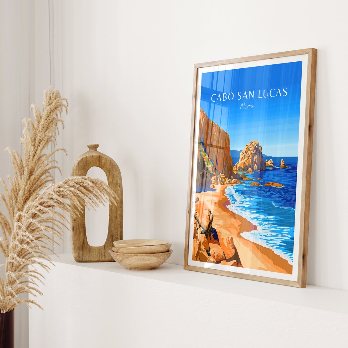 Cabo San Lucas Mexico Rocky Beach Cliffs Seascape Travel Art Poster - Image 2
