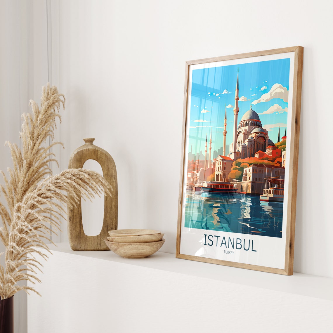 Istanbul Turkey Domed Mosque Waterfront Vintage Travel Poster Artwork - Image 2