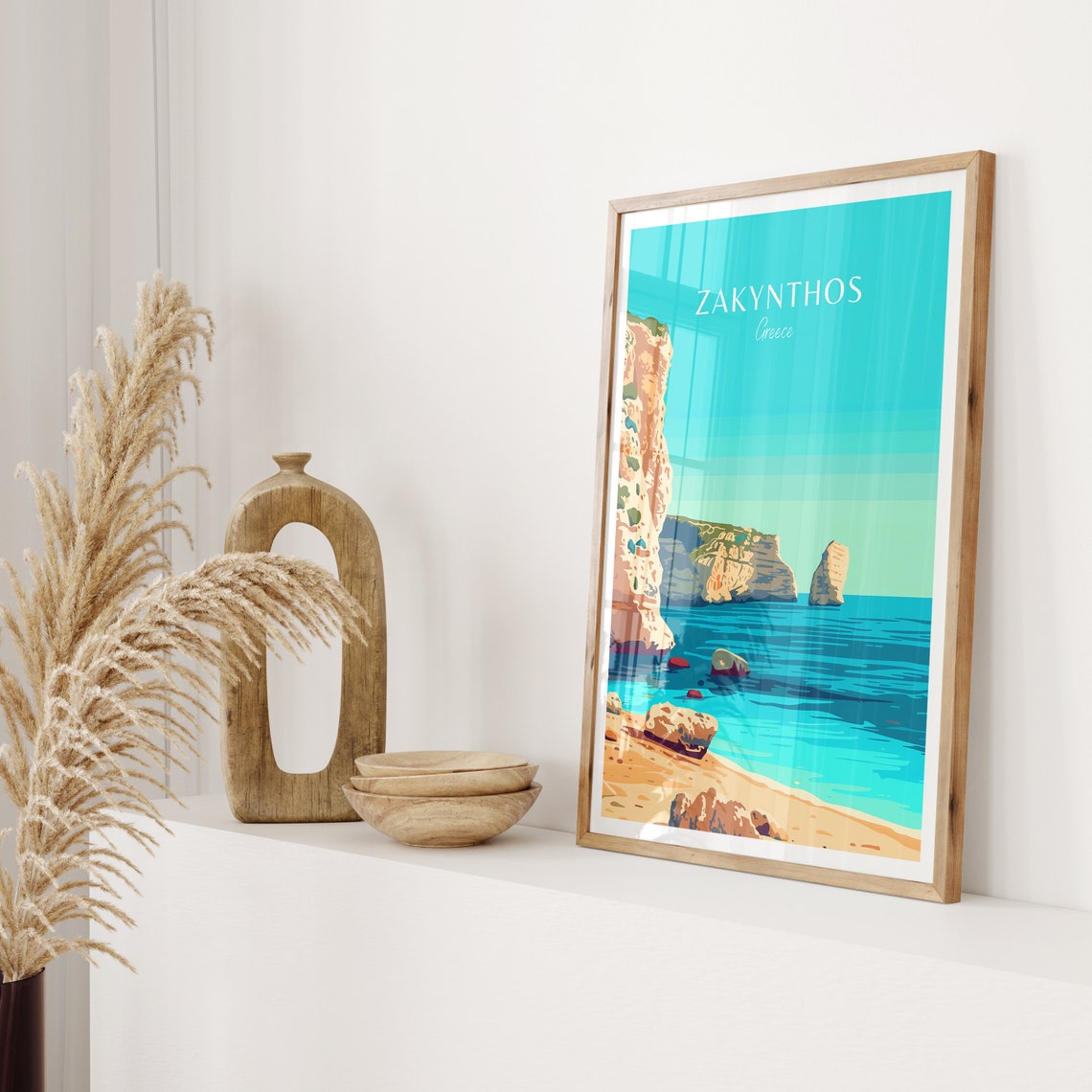 Zakynthos Greece Blue Ionian Sea Cliffs and Rock Stacks Poster - Image 2