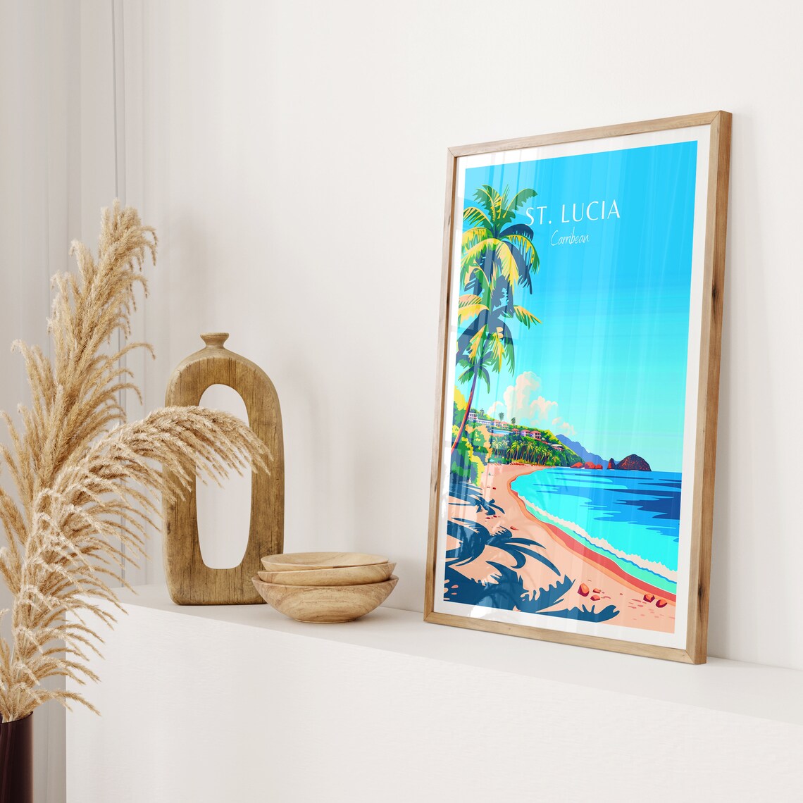 St Lucia Travel Poster, Caribbean Travel Poster - Image 2