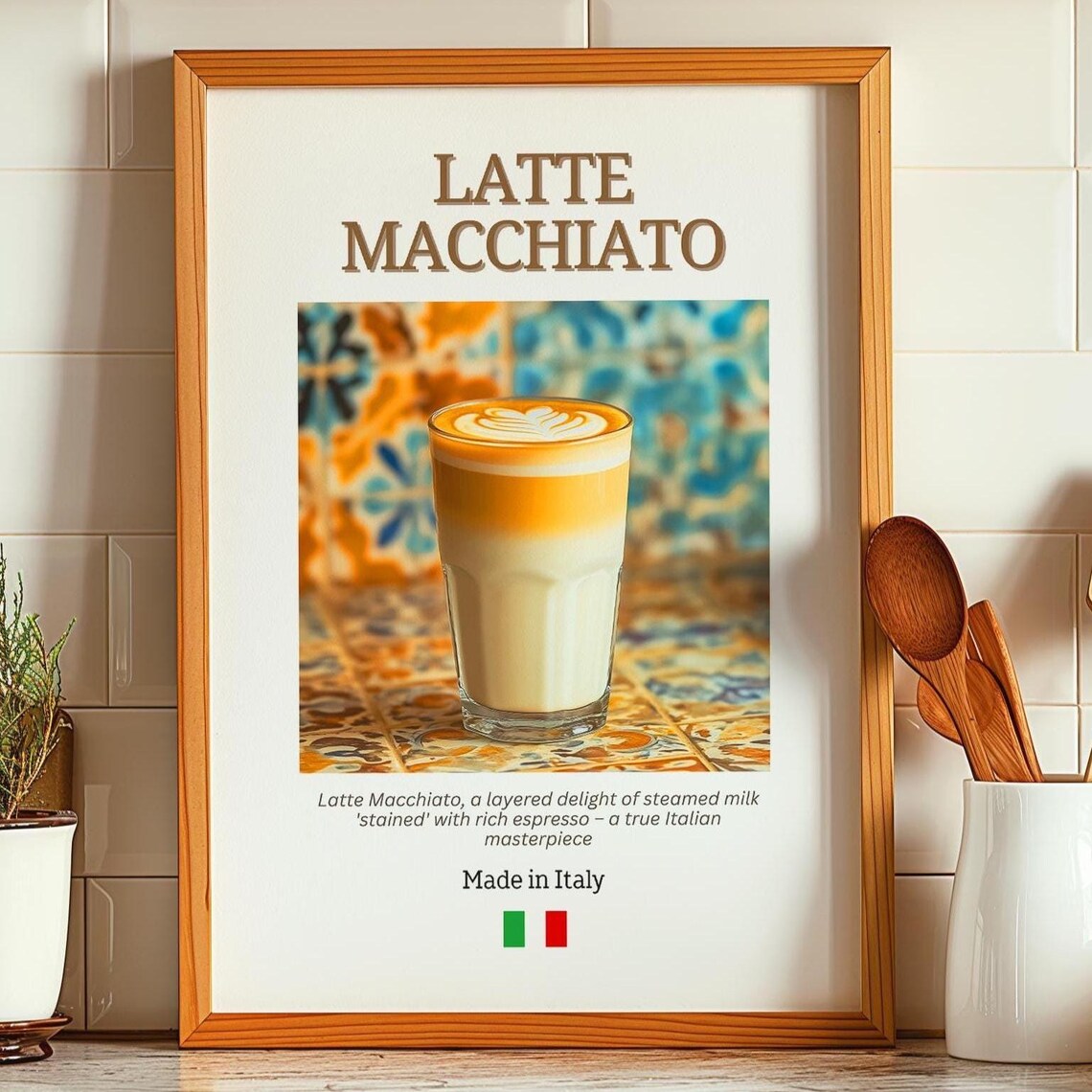 Latte Macchiato Poster, Kitchen Coffee Bar Wall Art