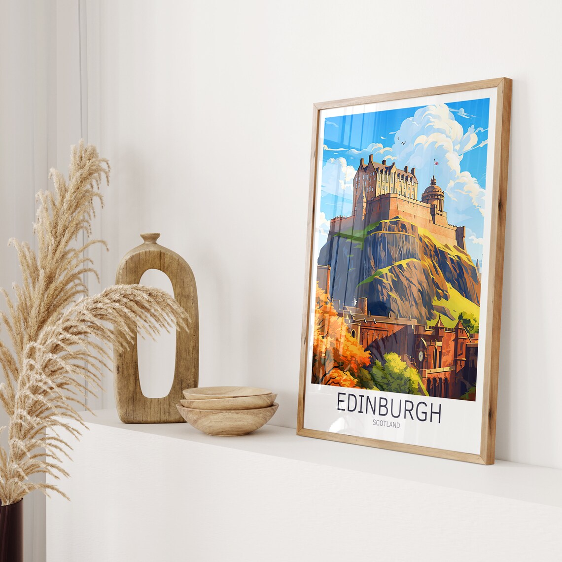 Edinburgh Castle Scotland Travel Poster Historic Hilltop Fortress Art - Image 2
