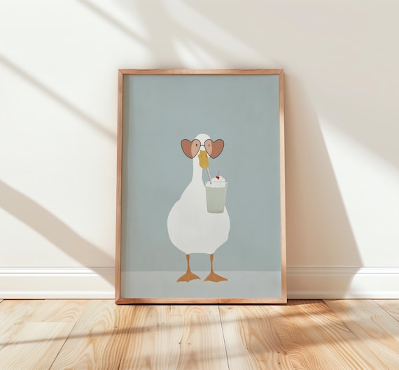 Goose in Heart Sunglasses With Iced Drink Cool Summer Poster