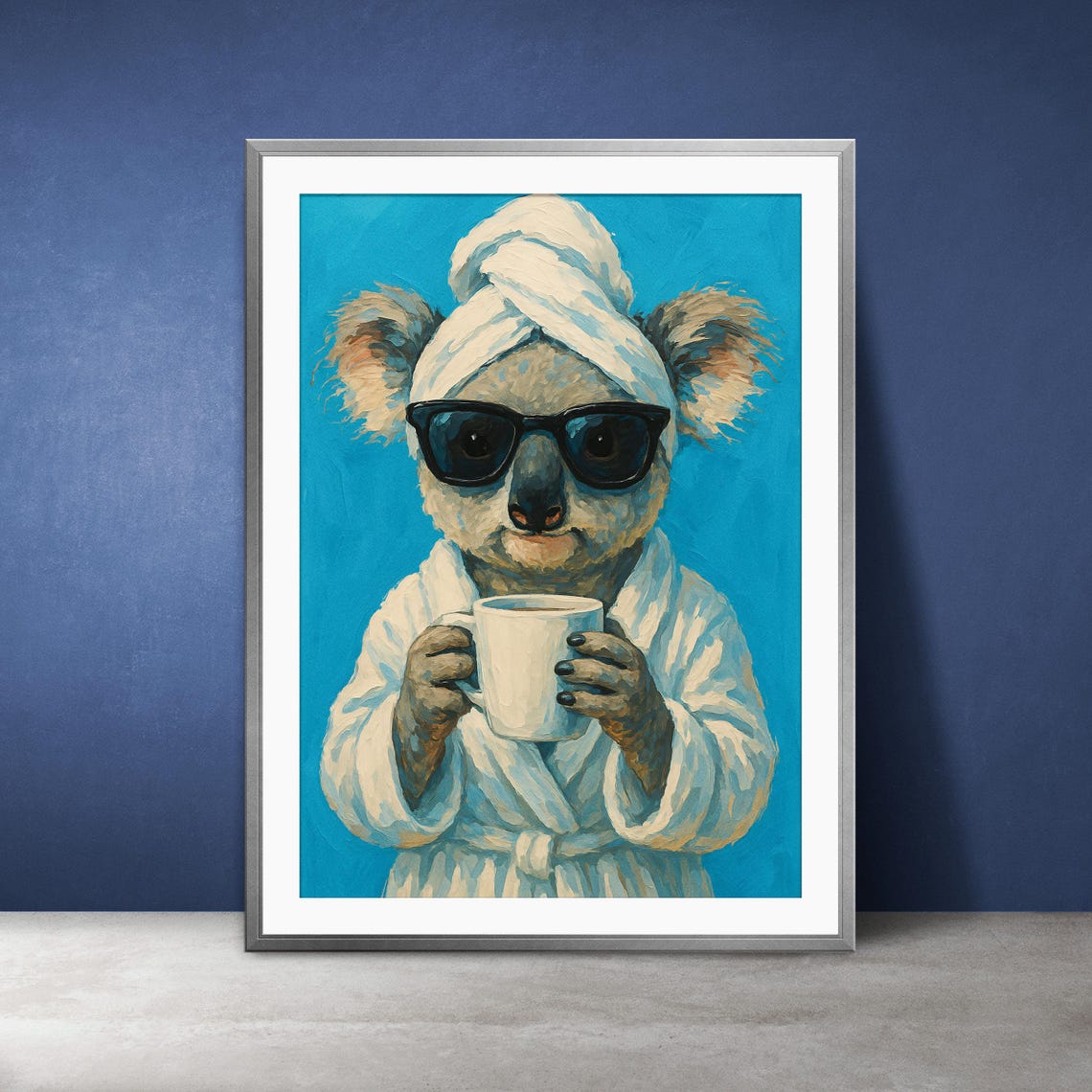 Funny Koala Coffee Print Bathroom Spa Decor Instant