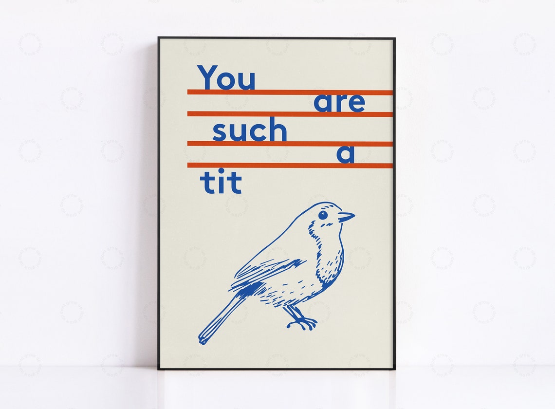 You Are Such a Tit Funny Bird Pun Quote with Tit Bird Art Poster