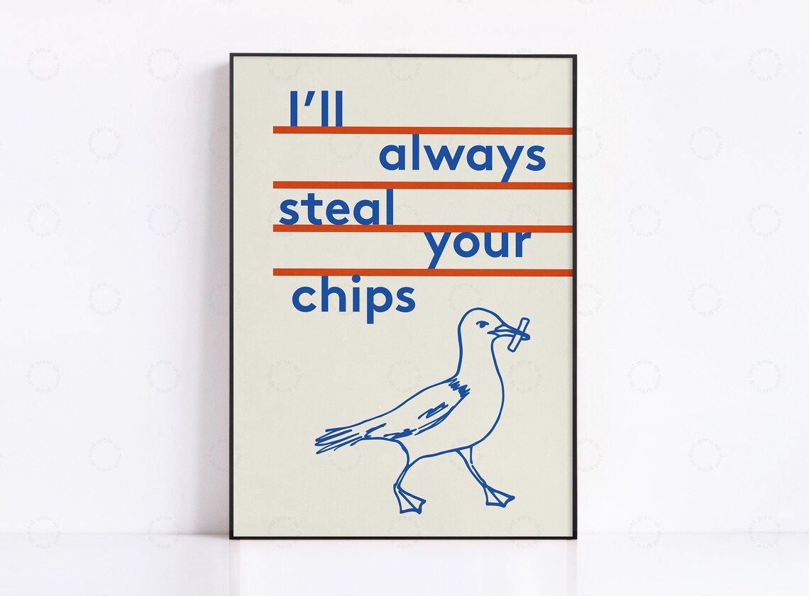 Fish And Chips Print, Retro Yorkshire Sayings Poster