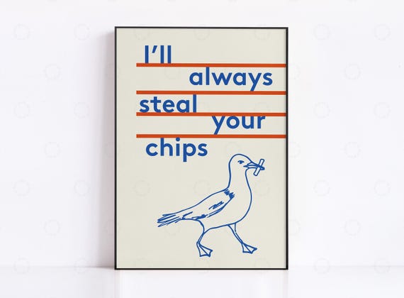 Fish And Chips Print, Retro Yorkshire Sayings Poster