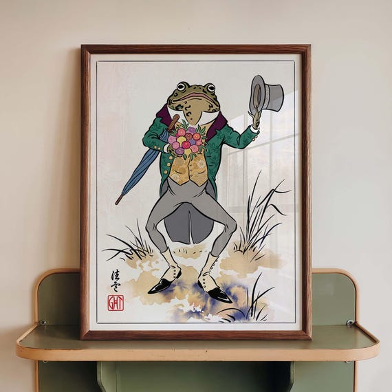 Victorian Frog Anthropomorphic Toad, Whimsical Cottagecore
