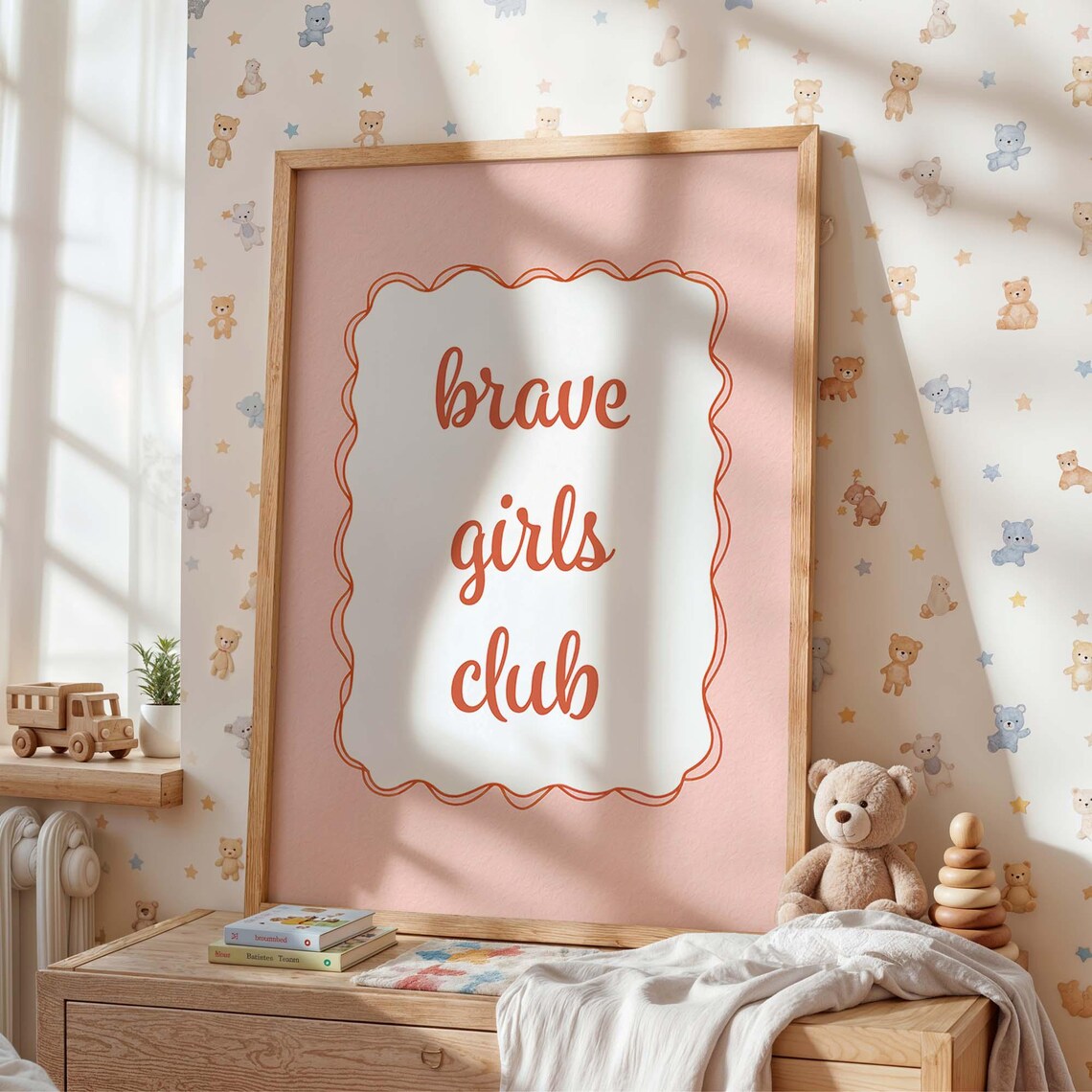 Brave Girls Club Print Pink Nursery Typography Poster Bedroom Decor