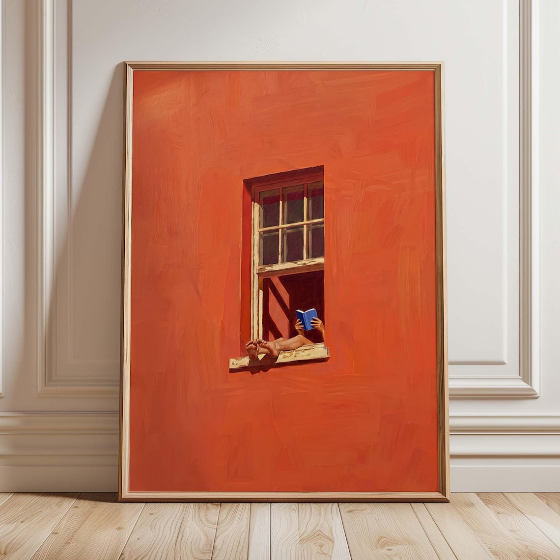 Reading Nook Woman In Window, Minimalist Art Print