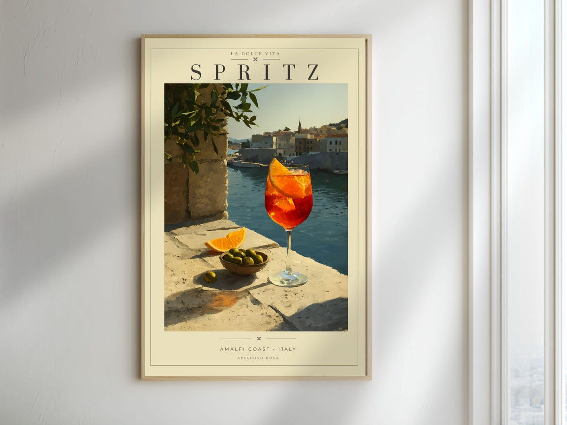 Aperol Spritz Amalfi Coast Italy La Dolce Vita Travel Poster