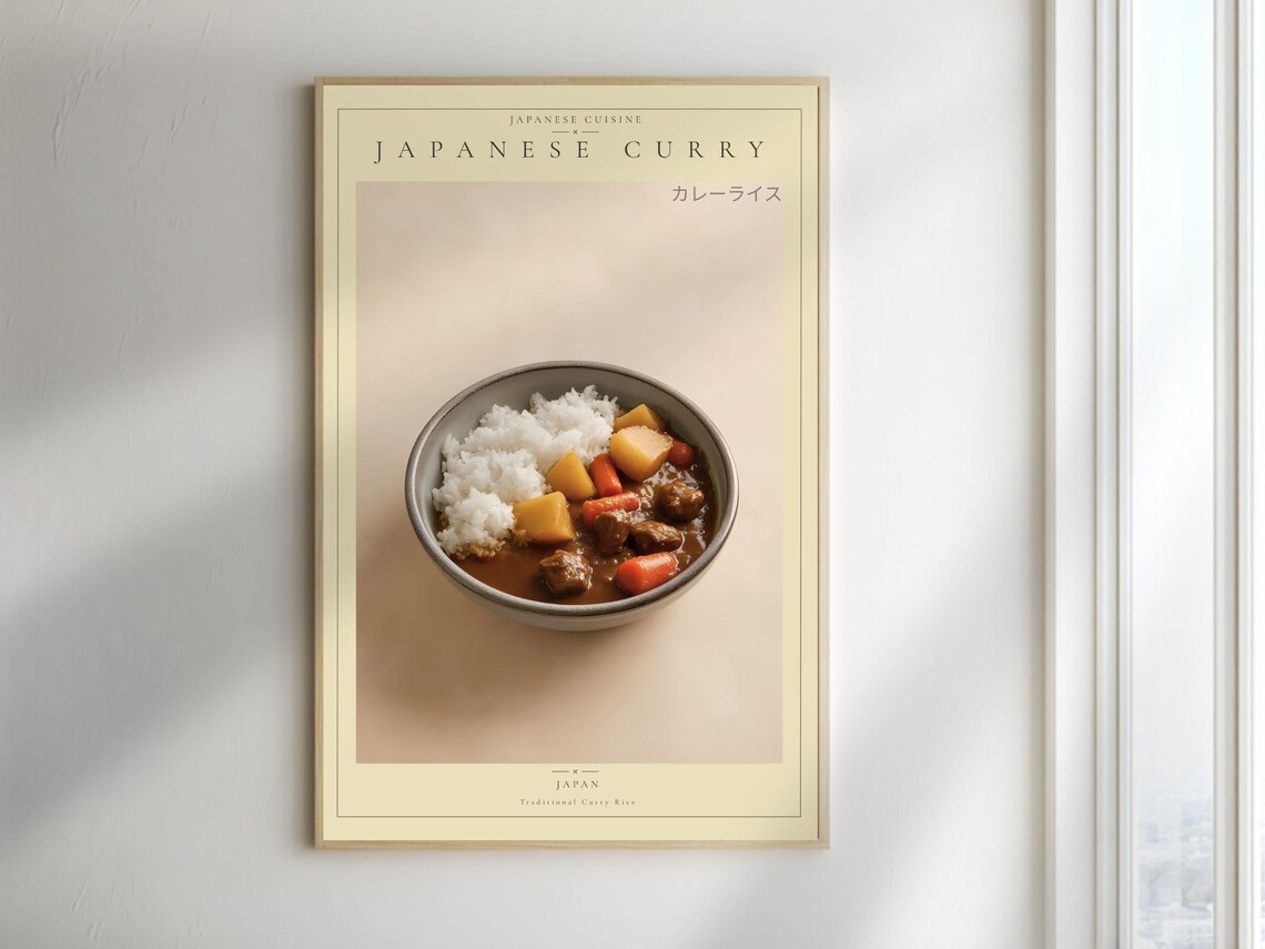 Japanese Curry Rice Minimalist Cuisine Kitchen Food Art Poster
