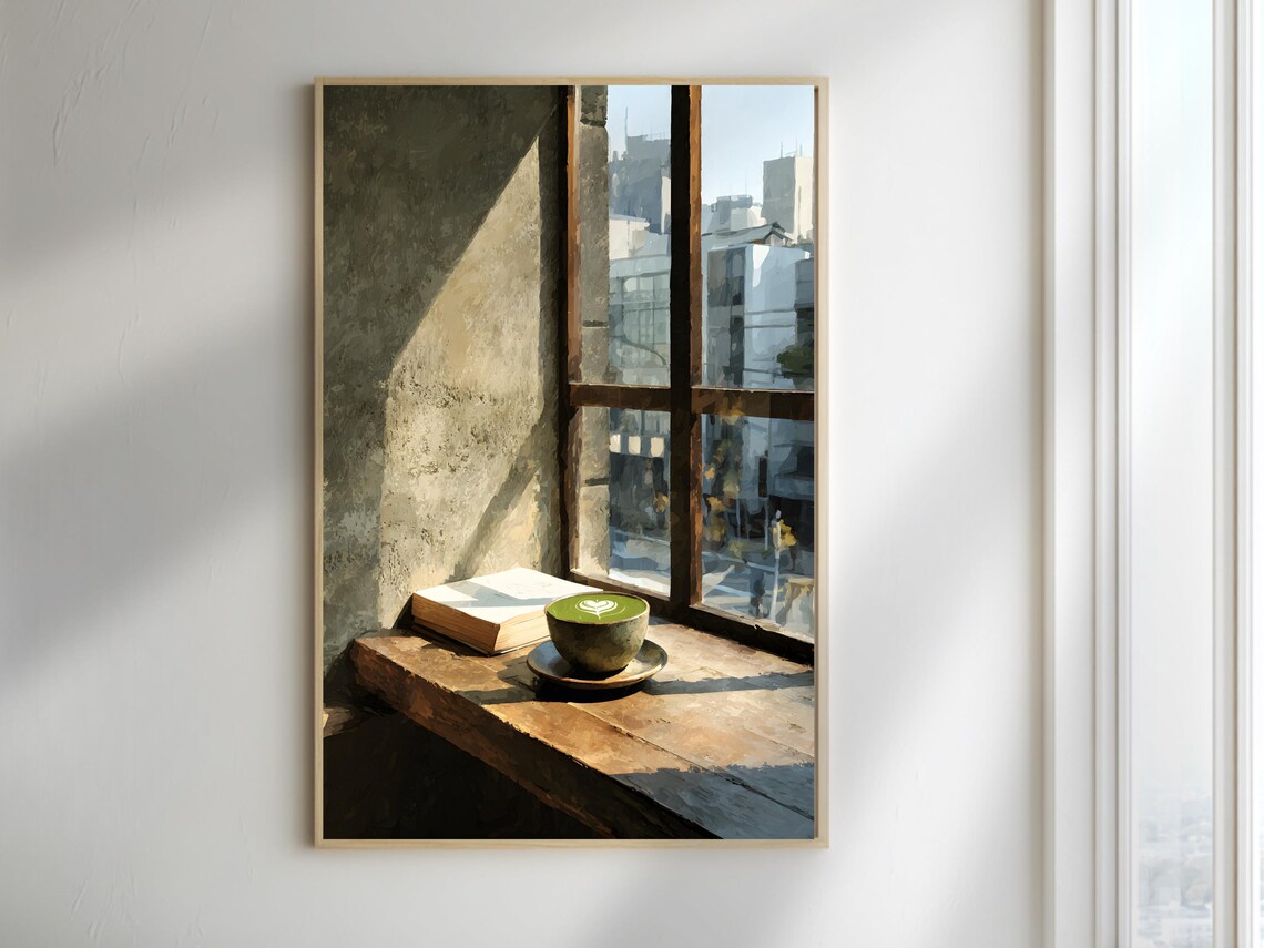 Matcha Latte Poster, Japanese Cafe Wall Art