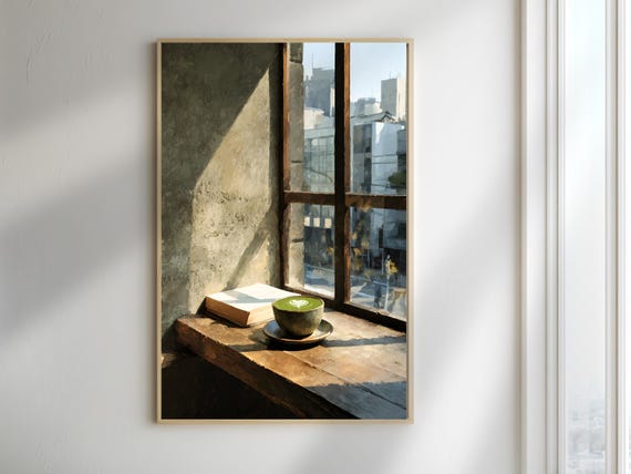 Matcha Latte Poster, Japanese Cafe Wall Art
