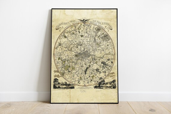 Map Of London Antique Historical Poster Printout