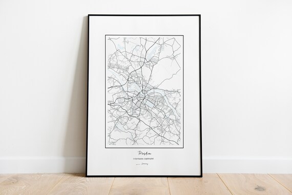 Dresden Mapdresden City Mapcity Mapsmap Printcity Mapprint Map Germany Custom Print Personalized Berlin