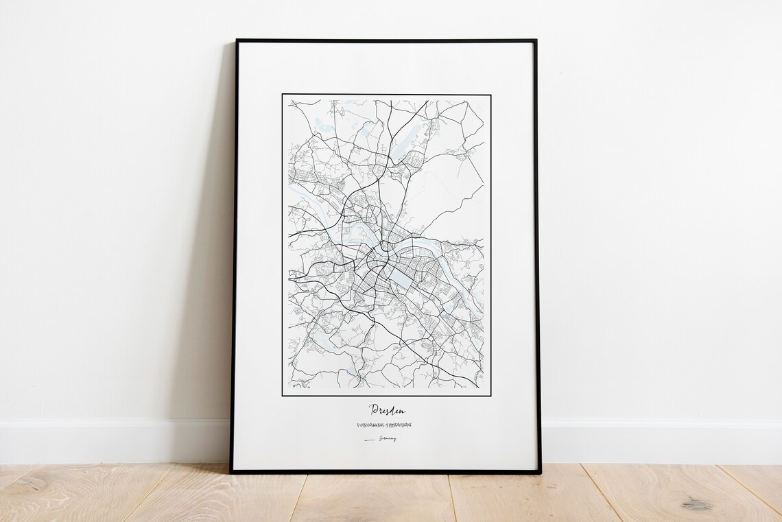 Dresden Mapdresden City Mapcity Mapsmap Printcity Mapprint Map Germany Custom Print Personalized Berlin
