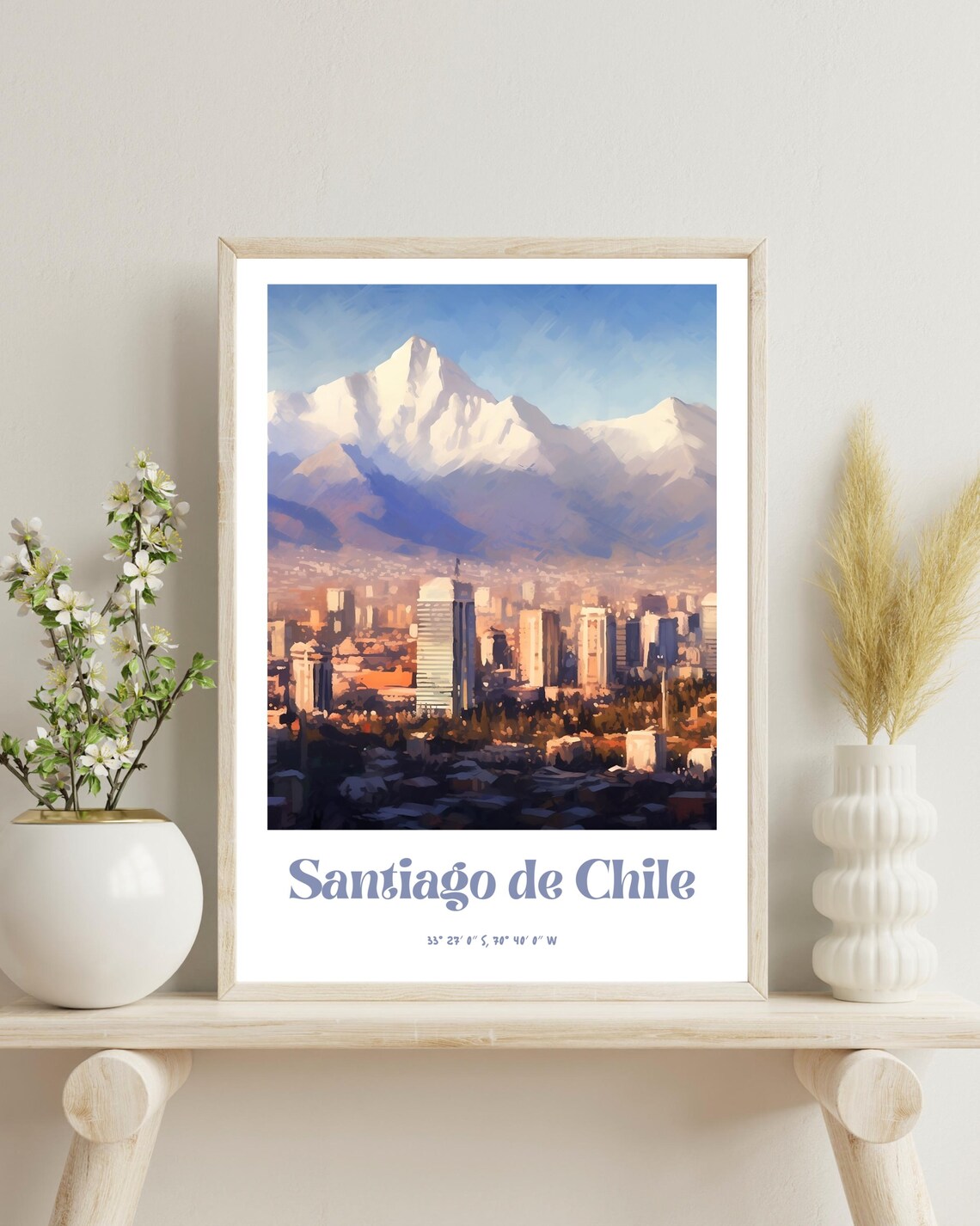 Santiago De Chile Travel Poster, Christmas Gift