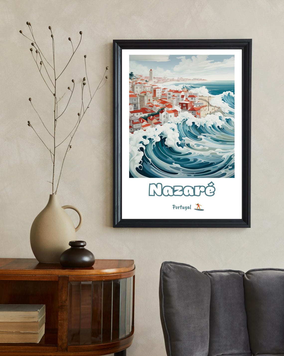 Nazare Portugal Travel Poster, Waves Art - Image 2
