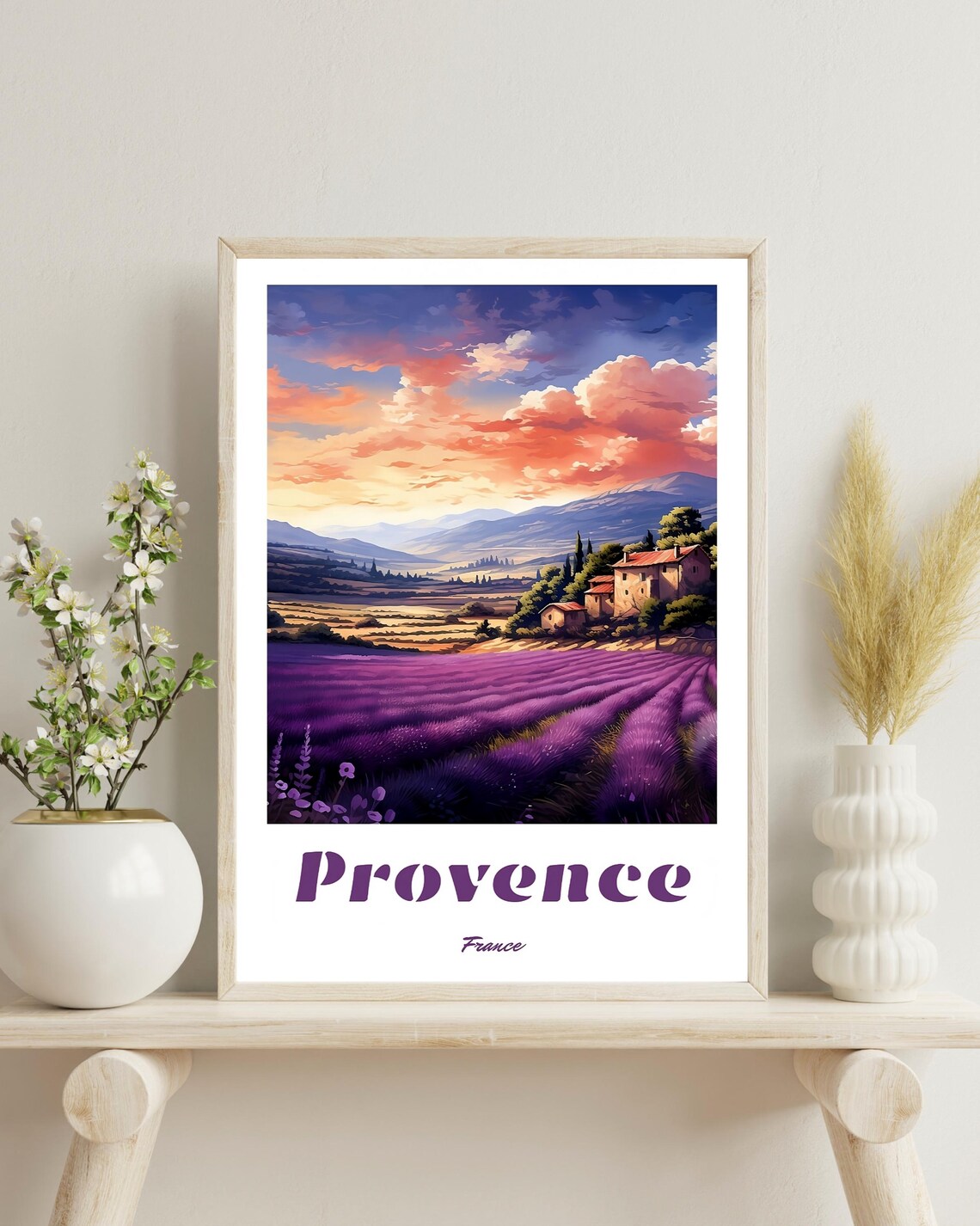 Provence Lavender Field - Vintage Travel Poster