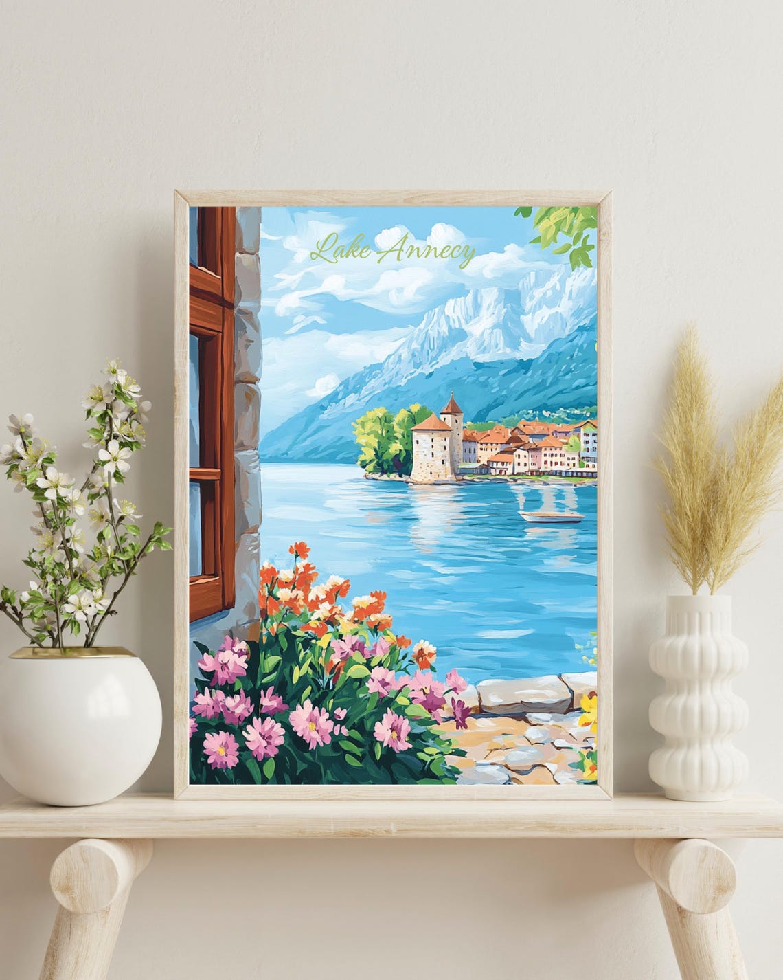 Lake Annecy Travel Poster, France Christmas Gift
