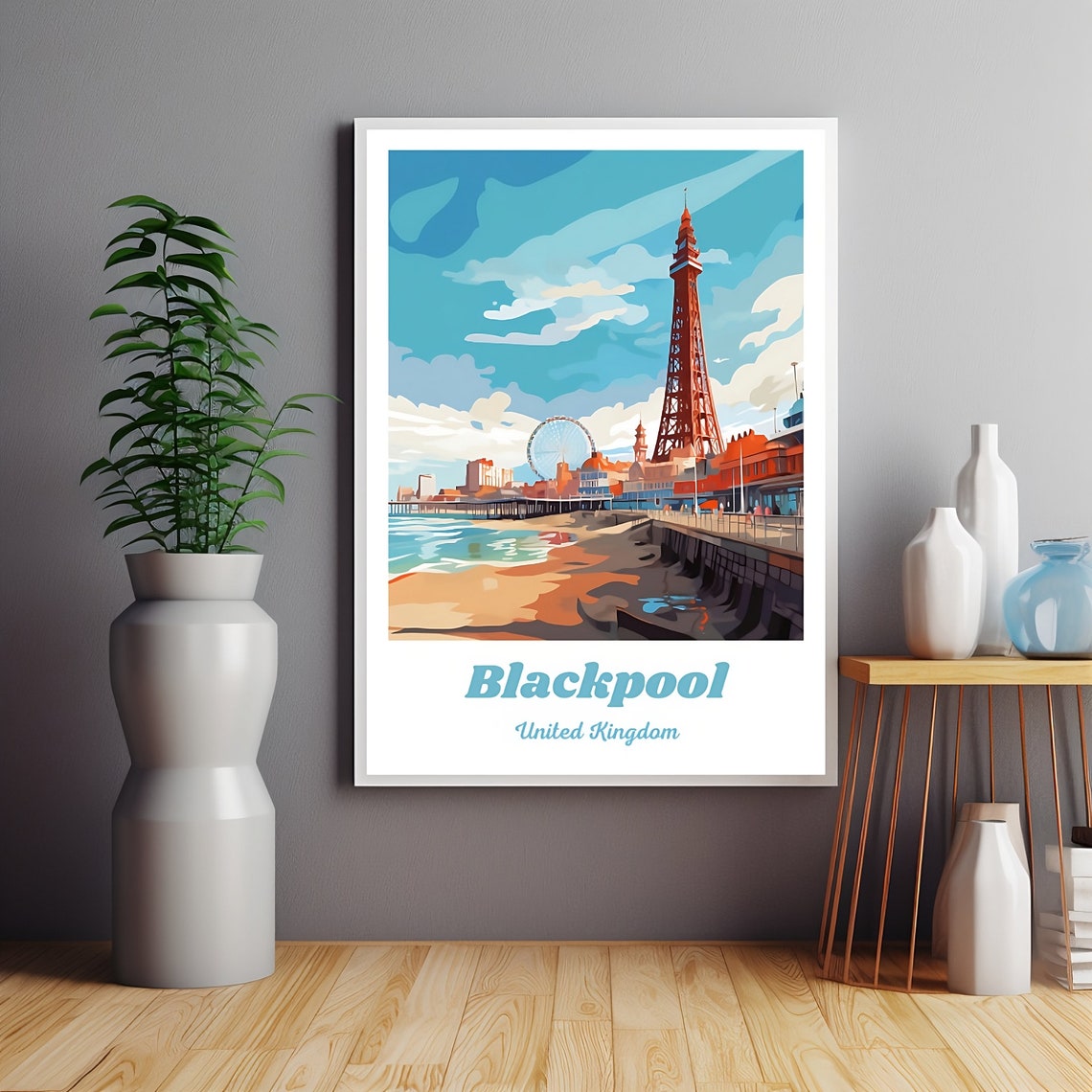 Blackpool England Travel Poster, Christmas Gift