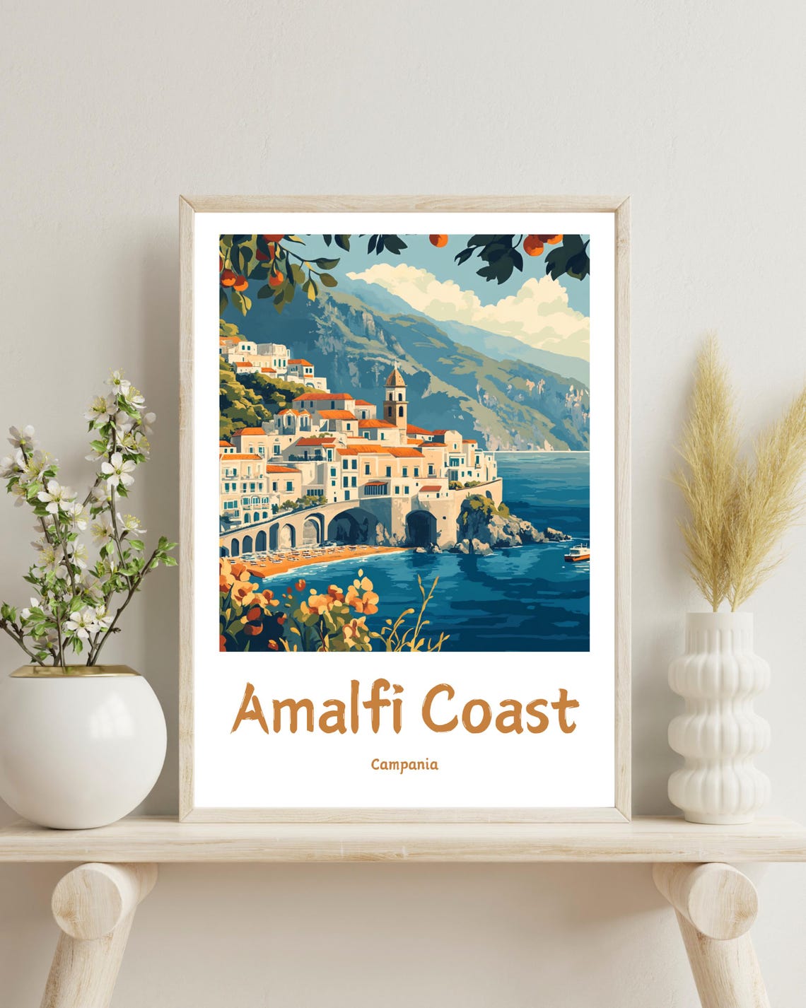 Amalfi Coast Travel Poster, Italy Gift