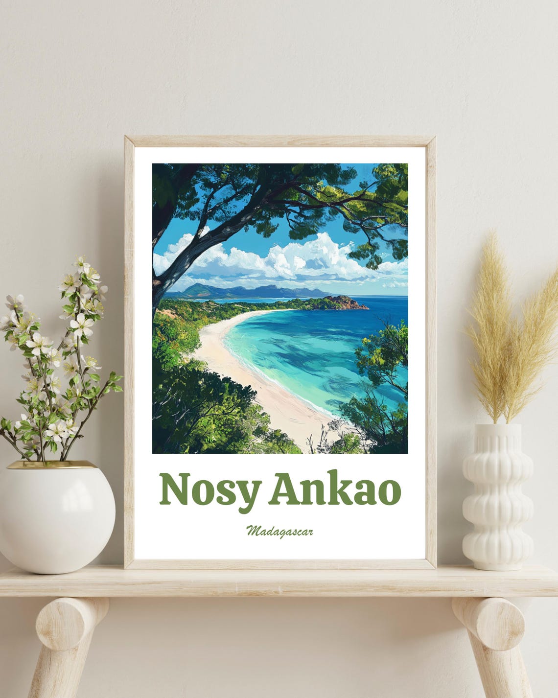 Nosy Ankao Travel Poster, Madagascar Tropical Beach