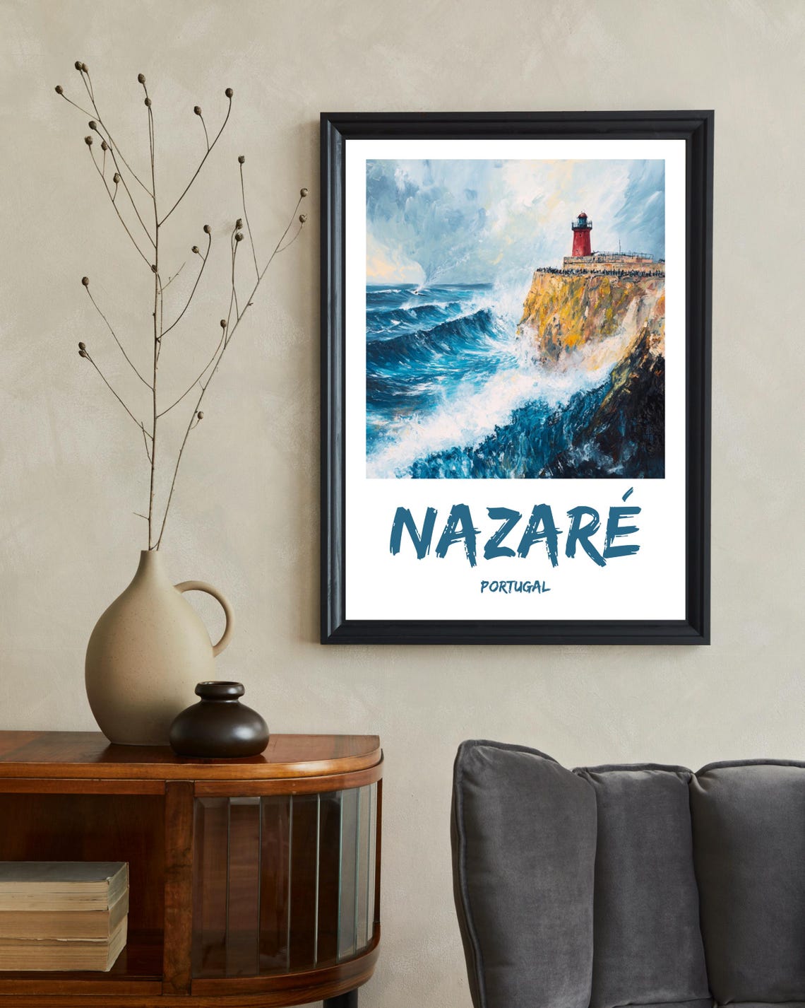 Nazare Portugal Travel Poster, Wave Art - Image 2