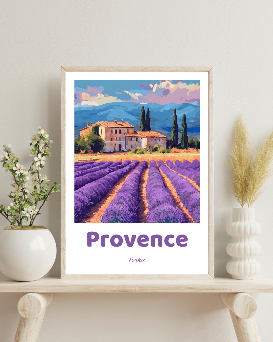 Provence Lavender Field - Vintage Travel Poster