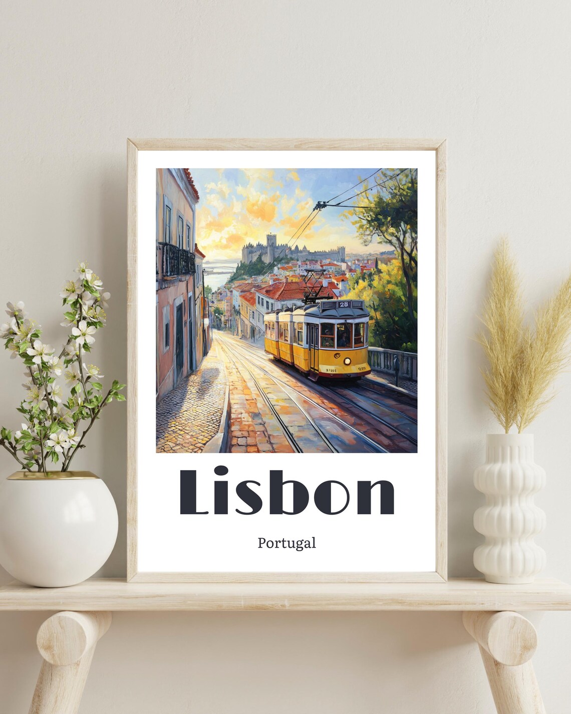 Lisbon Portugal Travel Poster, Lisbon Tram 28