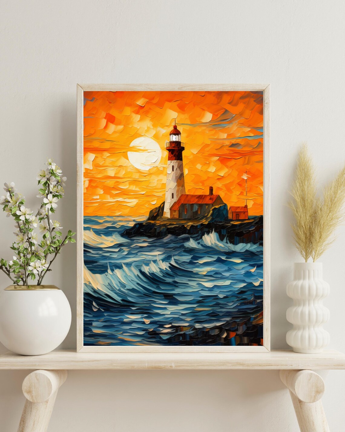 Lighthouse Nostalgic Sunset Art Print