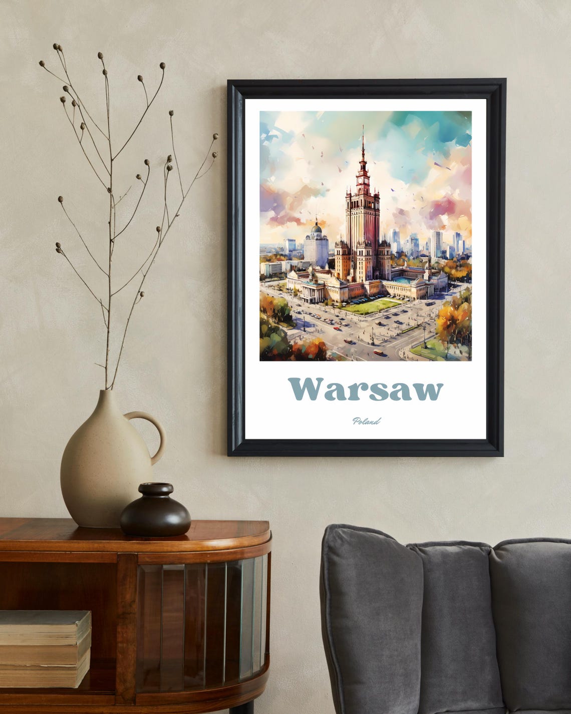 Warsaw Travel Poster, Poland Cityscape - Image 2