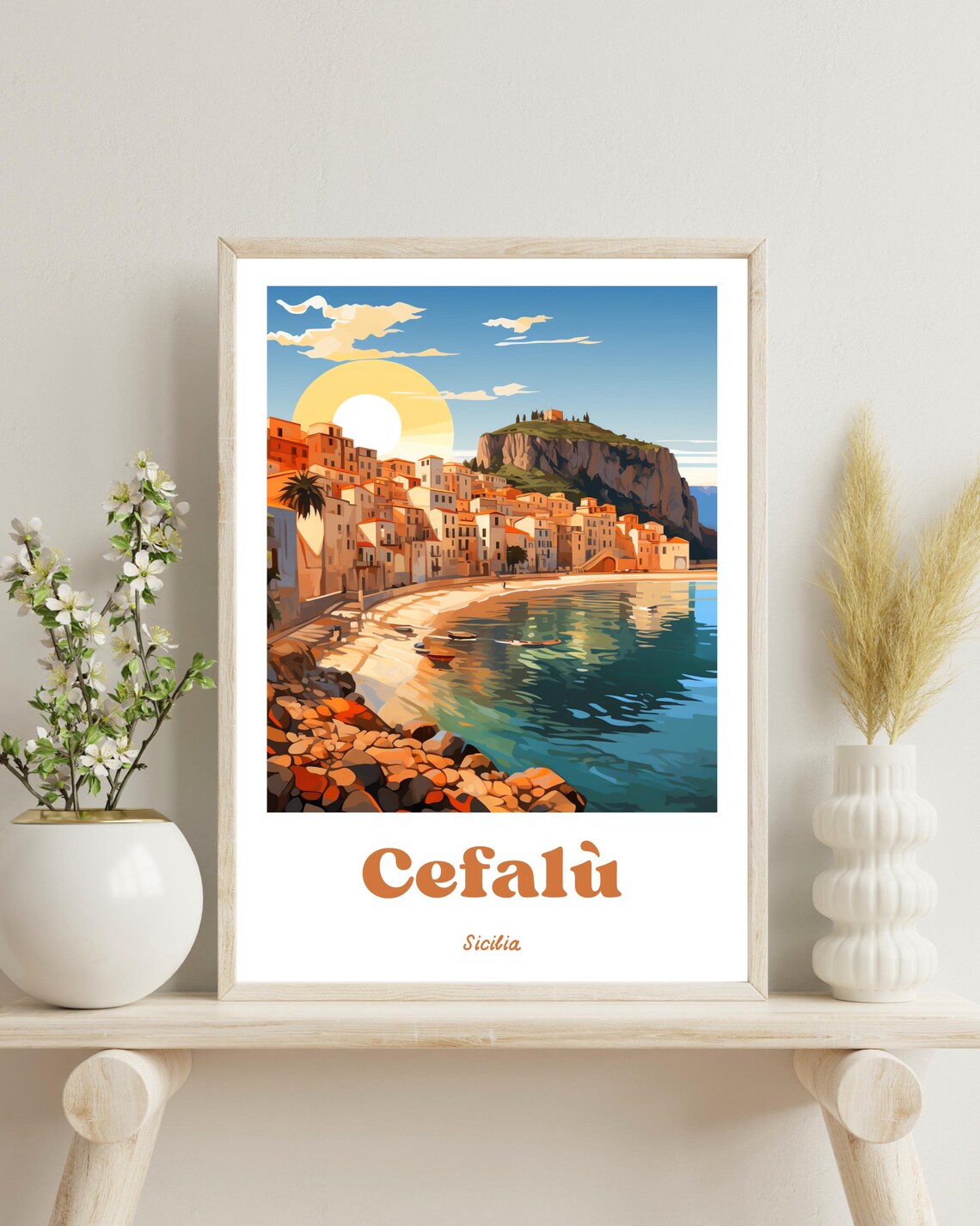 Cefalu, Sicily Italy Travel Poster