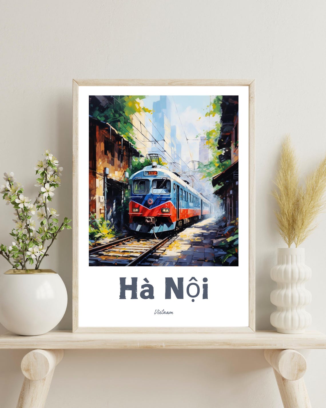 Hanoi Travel Poster, Vietnam Train Street Gift