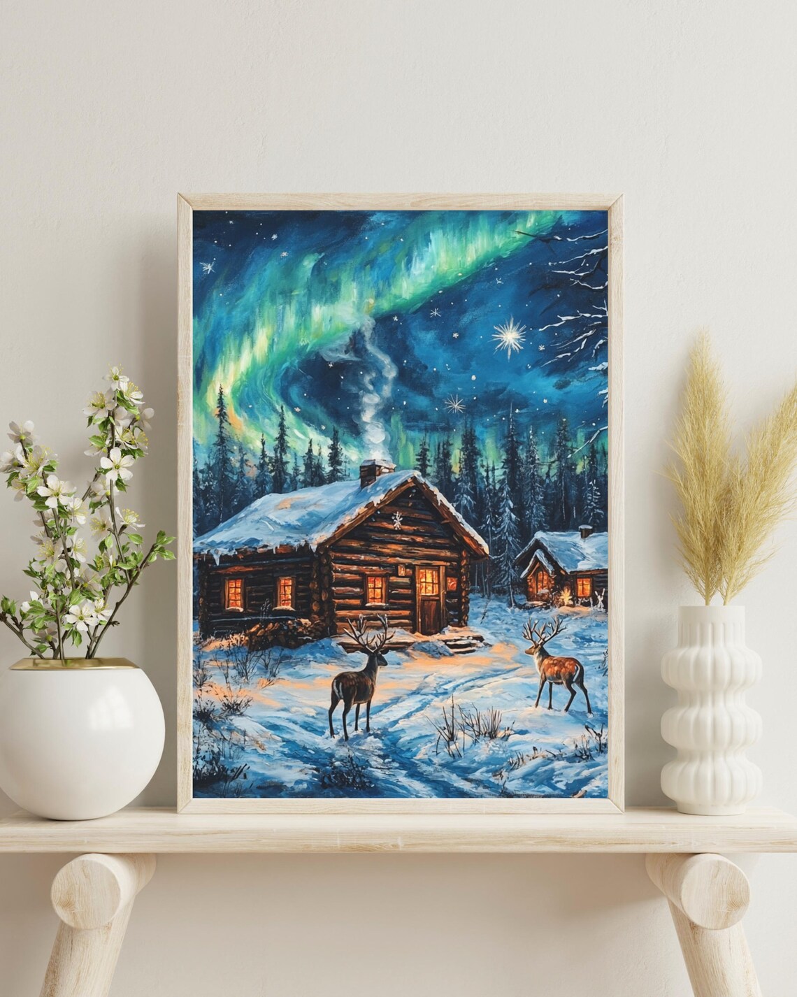 Lapland Finland Winter Wonderland, Cozy Cabin Art