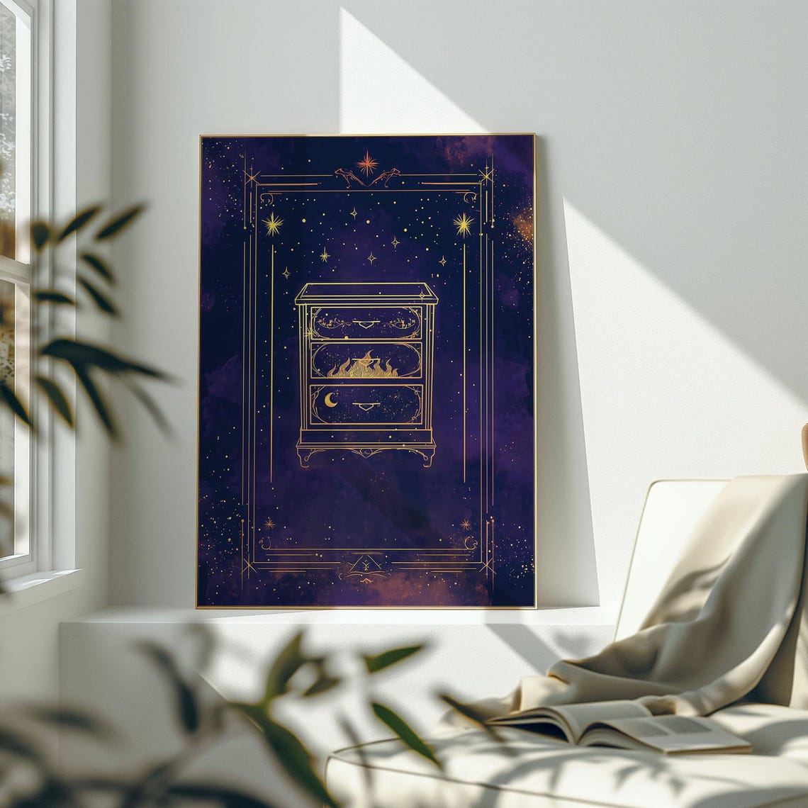 Velaris Golden Dresser On Starry Midnight Blue Cosmos Poster - Image 2