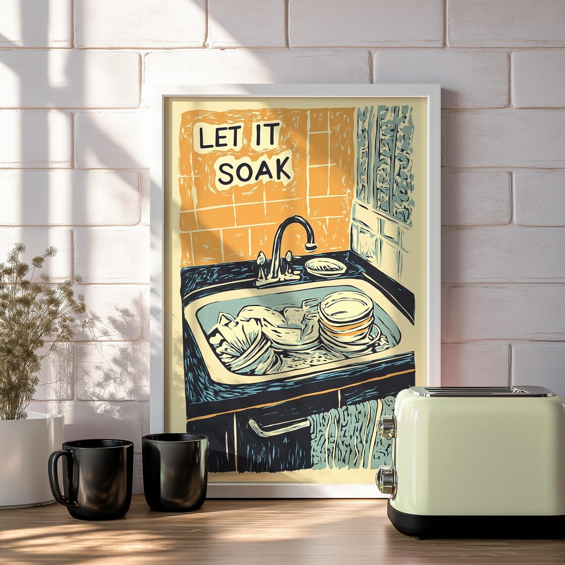 Let It Soak, Minimalist Kitchen Wall Art - Image 3