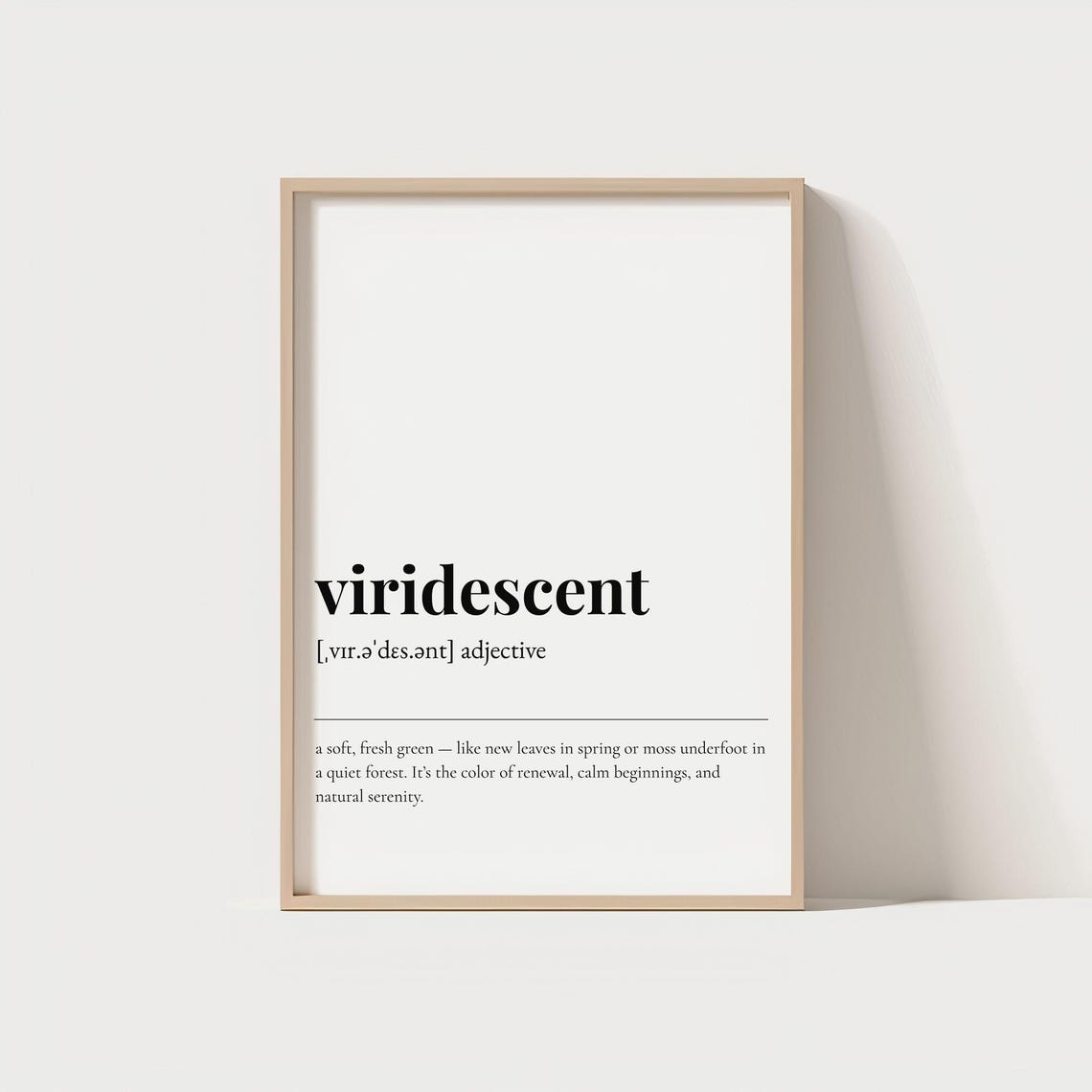 Viridescent Rare Word Definition Minimalist Nature Quote Meaning Print