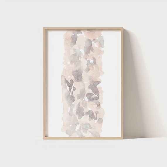Neutral Abstract Watercolor Wall Art Minimalist Beige Grey Print Boho Modern Home Decor Poster