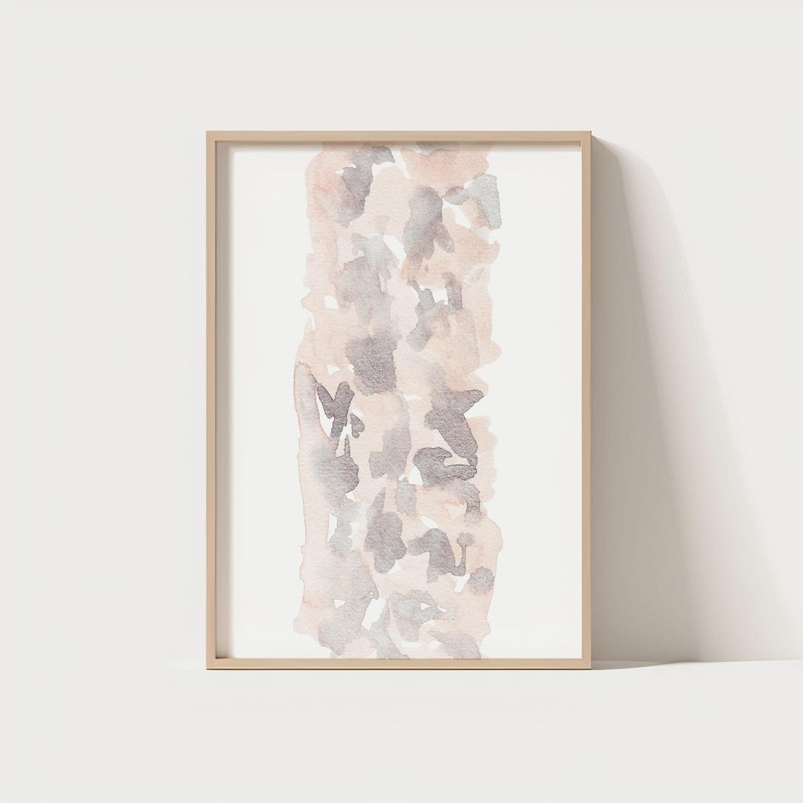 Neutral Abstract Watercolor Beige Grey Soft Shapes Modern Boho Print