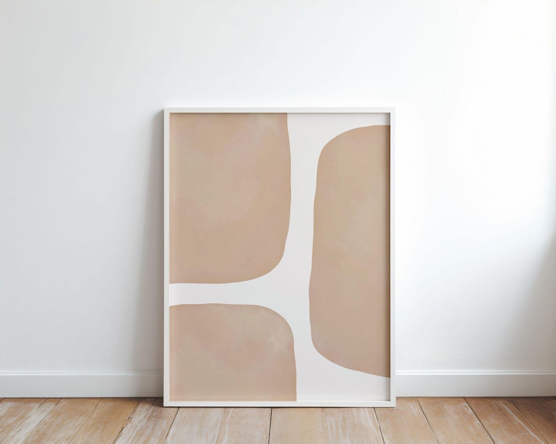 Minimalist Neutral Beige Organic Shapes Japandi Modern Wall Art